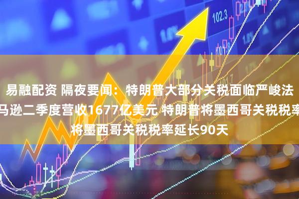 易融配资 隔夜要闻：特朗普大部分关税面临严峻法律考验 亚马逊二季度营收1677亿美元 特朗普将墨西哥关税税率延长90天