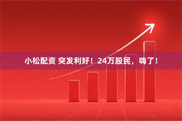 小松配资 突发利好！24万股民，嗨了！
